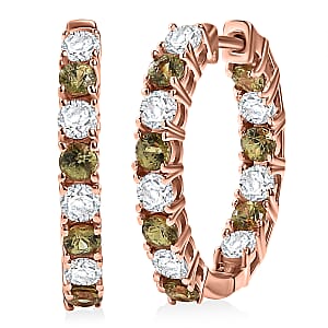 D'Joy Ambanja Demantoid Garnet 3.65 ctw Twilight Loop Hoop Earrings in 18K Vermeil Rose Gold Over Sterling Silver