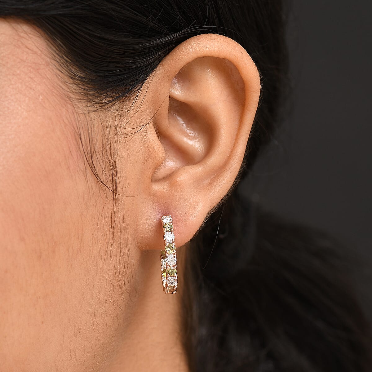 D'Joy Ambanja Demantoid Garnet 3.65 ctw Twilight Loop Hoop Earrings in 18K Vermeil Rose Gold Over Sterling Silver image number 2