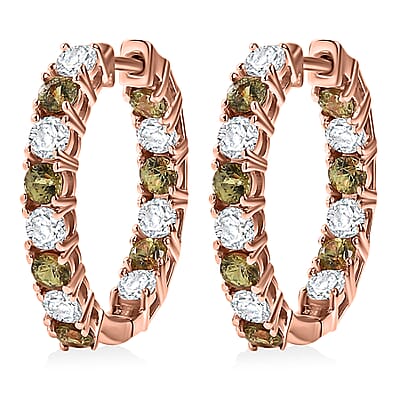 D'Joy Ambanja Demantoid Garnet 3.65 ctw Twilight Loop Hoop Earrings in 18K Vermeil Rose Gold Over Sterling Silver