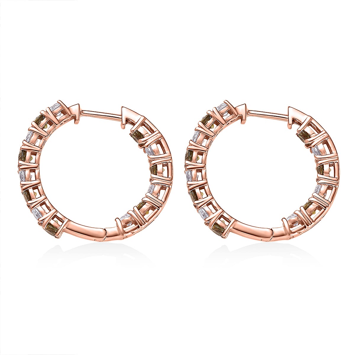 D'Joy Ambanja Demantoid Garnet 3.65 ctw Twilight Loop Hoop Earrings in 18K Vermeil Rose Gold Over Sterling Silver