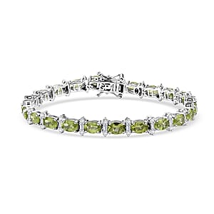 GP Royal Art Deco Collection Peridot and Multi Gemstone 14.20 ctw Wanda Bracelet in Rhodium Over Sterling Silver (8.00 In)