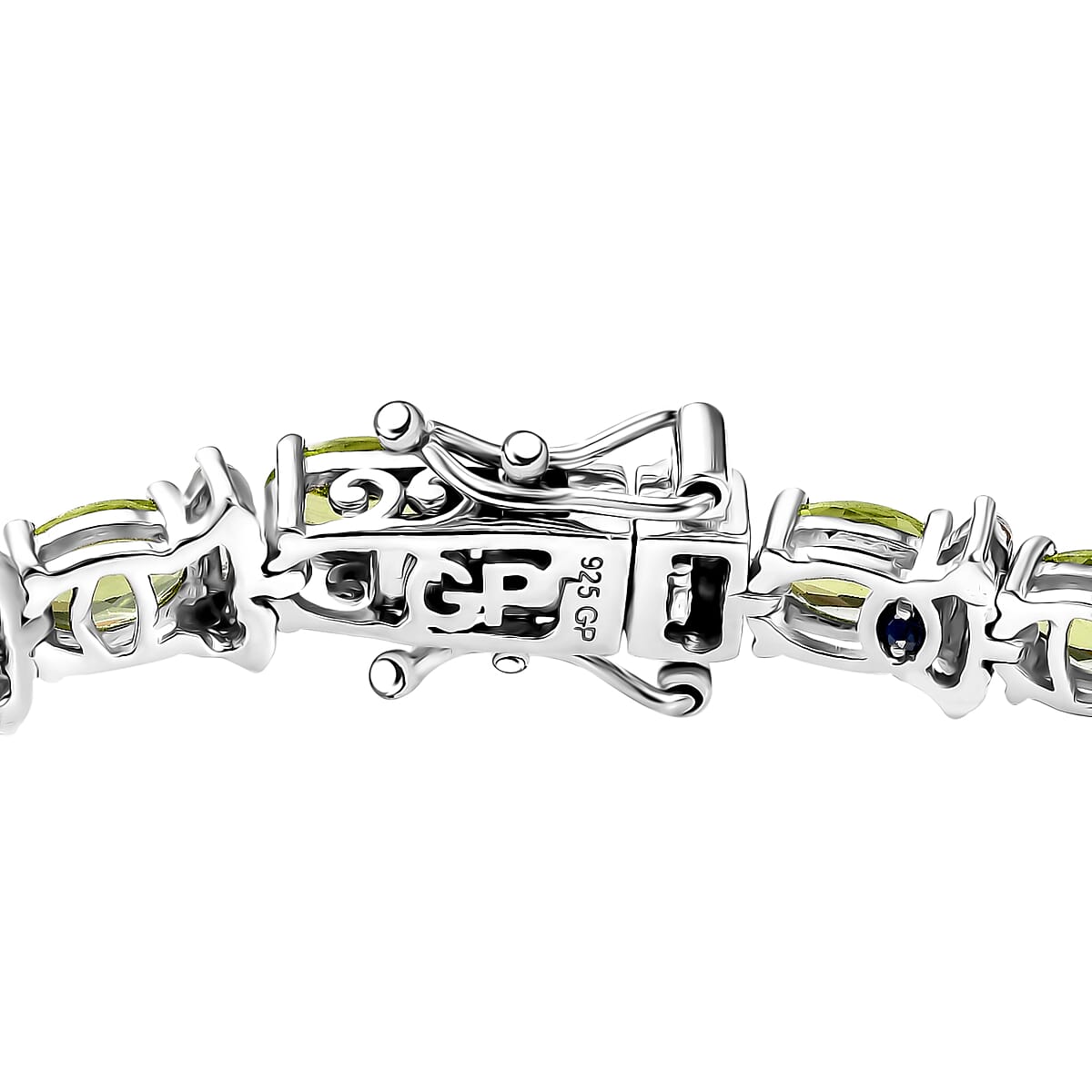 GP Royal Art Deco Collection Peridot and Multi Gemstone 14.20 ctw Wanda Bracelet in Rhodium Over Sterling Silver (8.00 In) image number 4