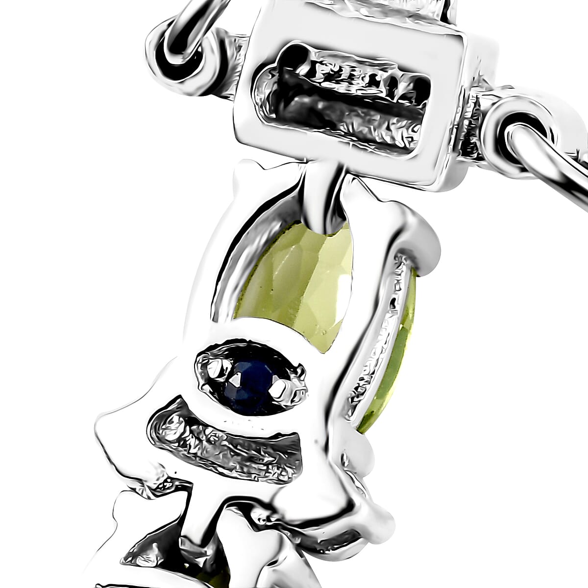 GP Royal Art Deco Collection Peridot and Multi Gemstone 14.20 ctw Wanda Bracelet in Rhodium Over Sterling Silver (8.00 In) image number 5