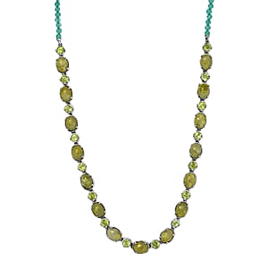 EverTrue Connemara Marble and Multi Gemstone 36.15 ctw Clover Leaf Necklace in Platinum Bond 18 Inches