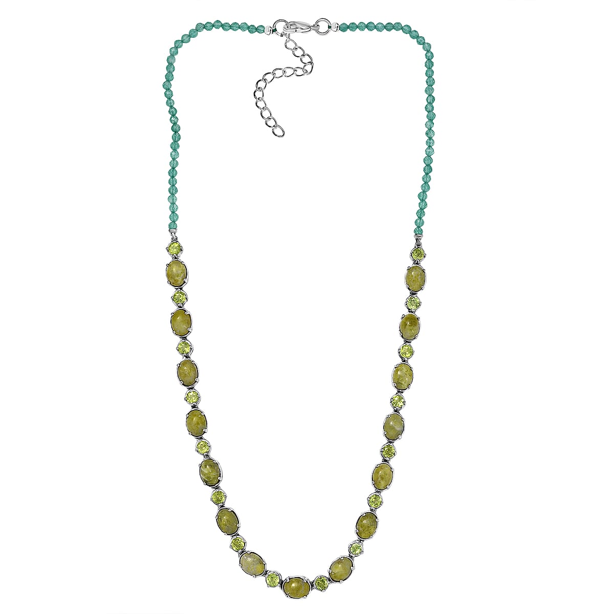EverTrue Connemara Marble and Multi Gemstone 36.15 ctw Clover Leaf Necklace in Platinum Bond 18 Inches image number 3