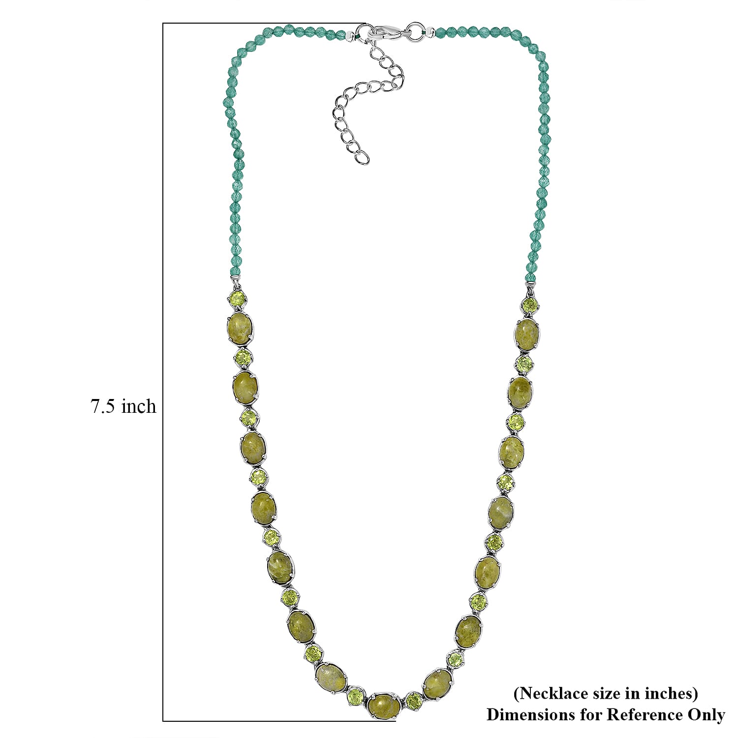 EverTrue Connemara Marble, Multi Gemstone Clover Leaf Necklace (18 Inches) in Platinum Bond 36.15 ctw