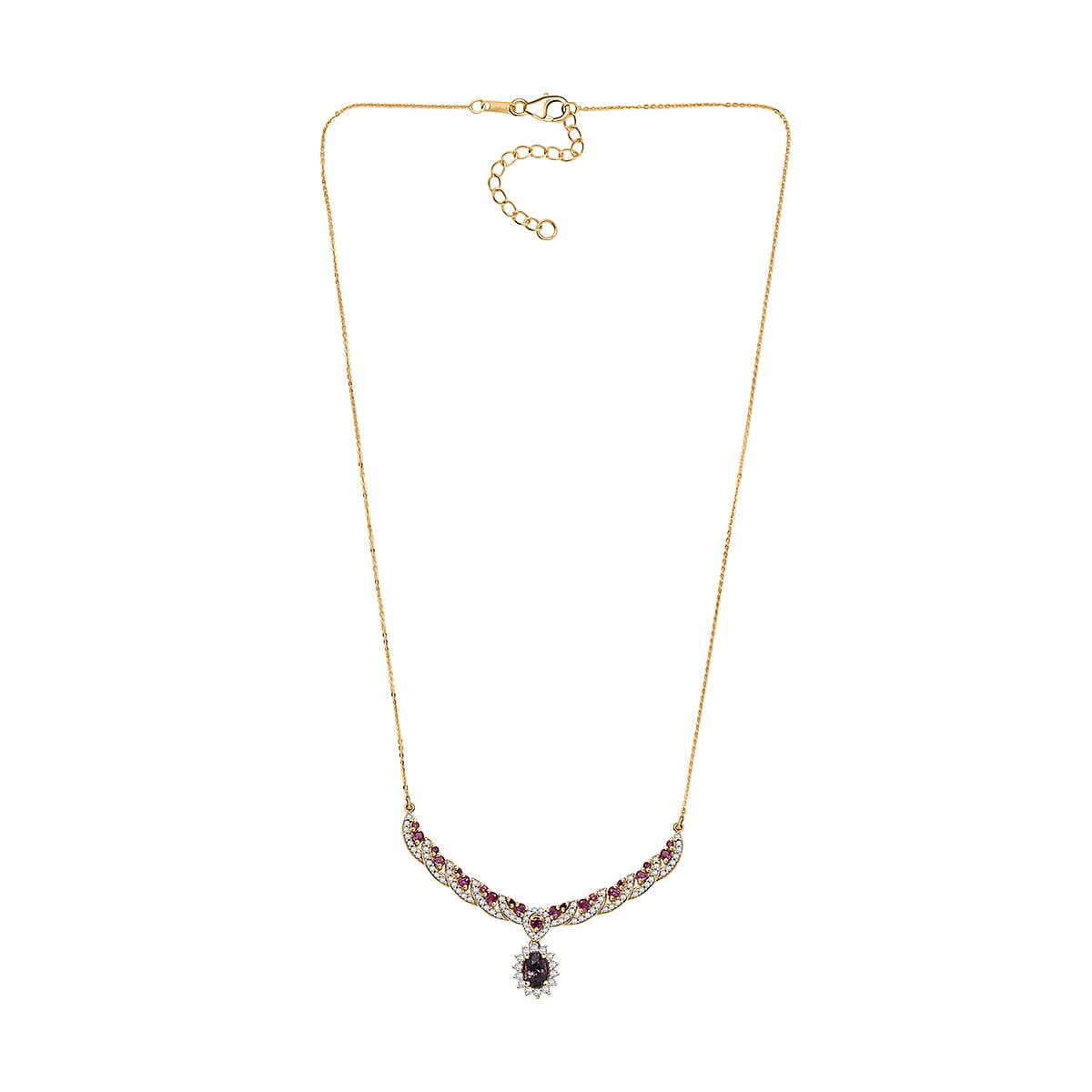 D’Joy Royal Lavender Spinel and Multi Gemstone 3.25 ctw Necklace in 18K Vermeil Yellow Gold Over Sterling Silver 18 Inches image number 3