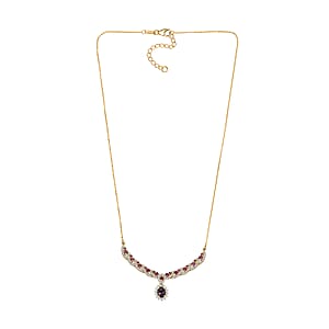 D&rsquo;Joy Royal Lavender Spinel and Multi Gemstone 3.25 ctw Cascading Crown Necklace in 18K Vermeil Yellow Gold Over Sterling Silver 18 Inches