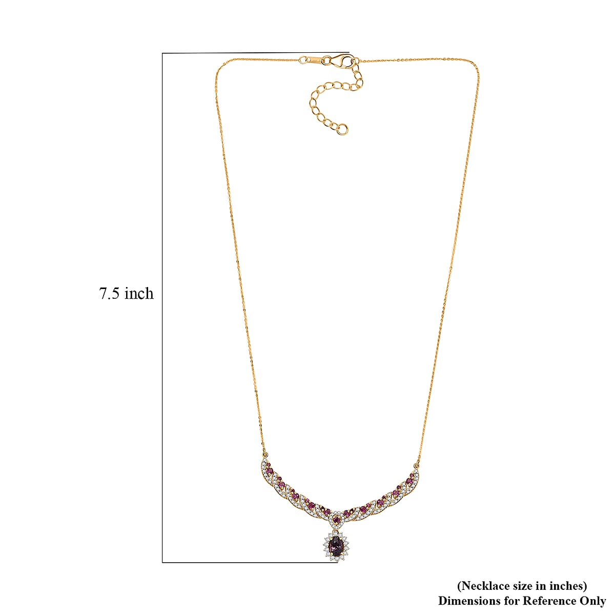 D’Joy Royal Lavender Spinel and Multi Gemstone 3.25 ctw Necklace in 18K Vermeil Yellow Gold Over Sterling Silver 18 Inches image number 5