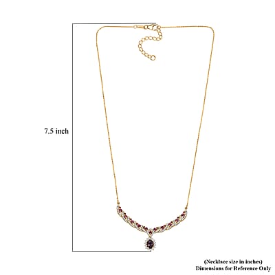 D'Joy Royal Lavender Spinel and Multi Gemstone 3.25 ctw Cascading Crown Necklace in 18K Vermeil Yellow Gold Over Sterling Silver 18 Inches