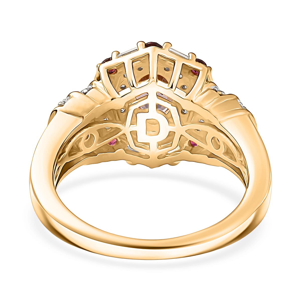 D'Joy Royal Lavender Spinel and Multi Gemstone 1.80 ctw Art Deco Ring in 18K Vermeil Yellow Gold Over Sterling Silver (Size 10.0) image number 4