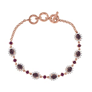 D'Joy Royal Lavender Spinel and Multi Gemstone 5.10 ctw Bracelet in 18K Vermeil Rose Gold Over Sterling Silver (6.50-8.0In)