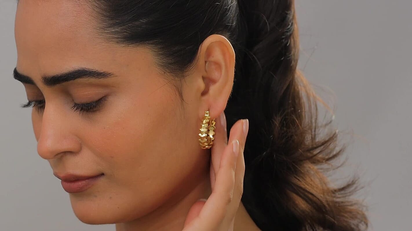 EverTrue Bronzella Collection Arrow of Amour Hoop Earrings in 18K YG Plated Bronze