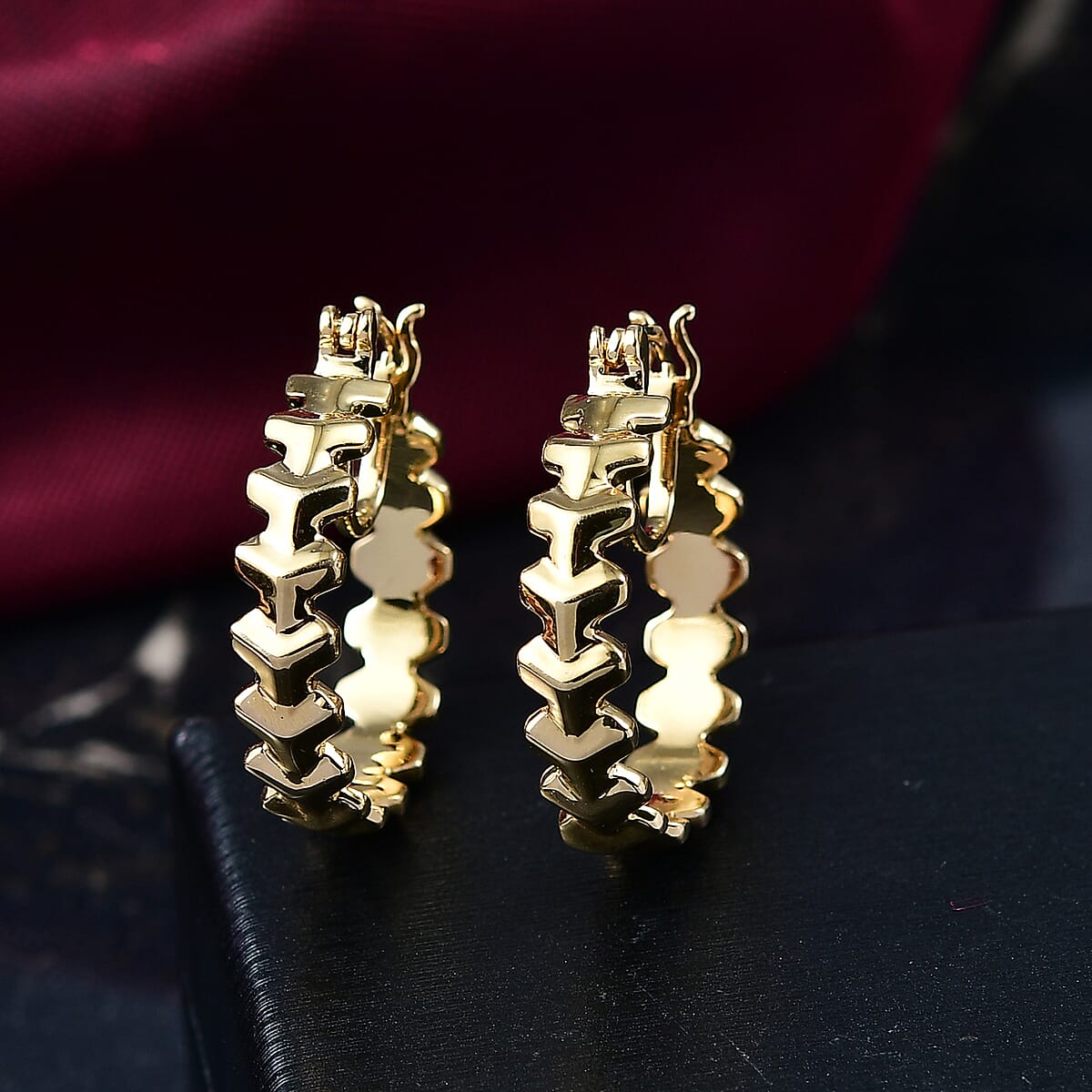 EverTrue Bronzella Collection Arrow of Amour Hoop Earrings in 18K YG Plated Bronze image number 1