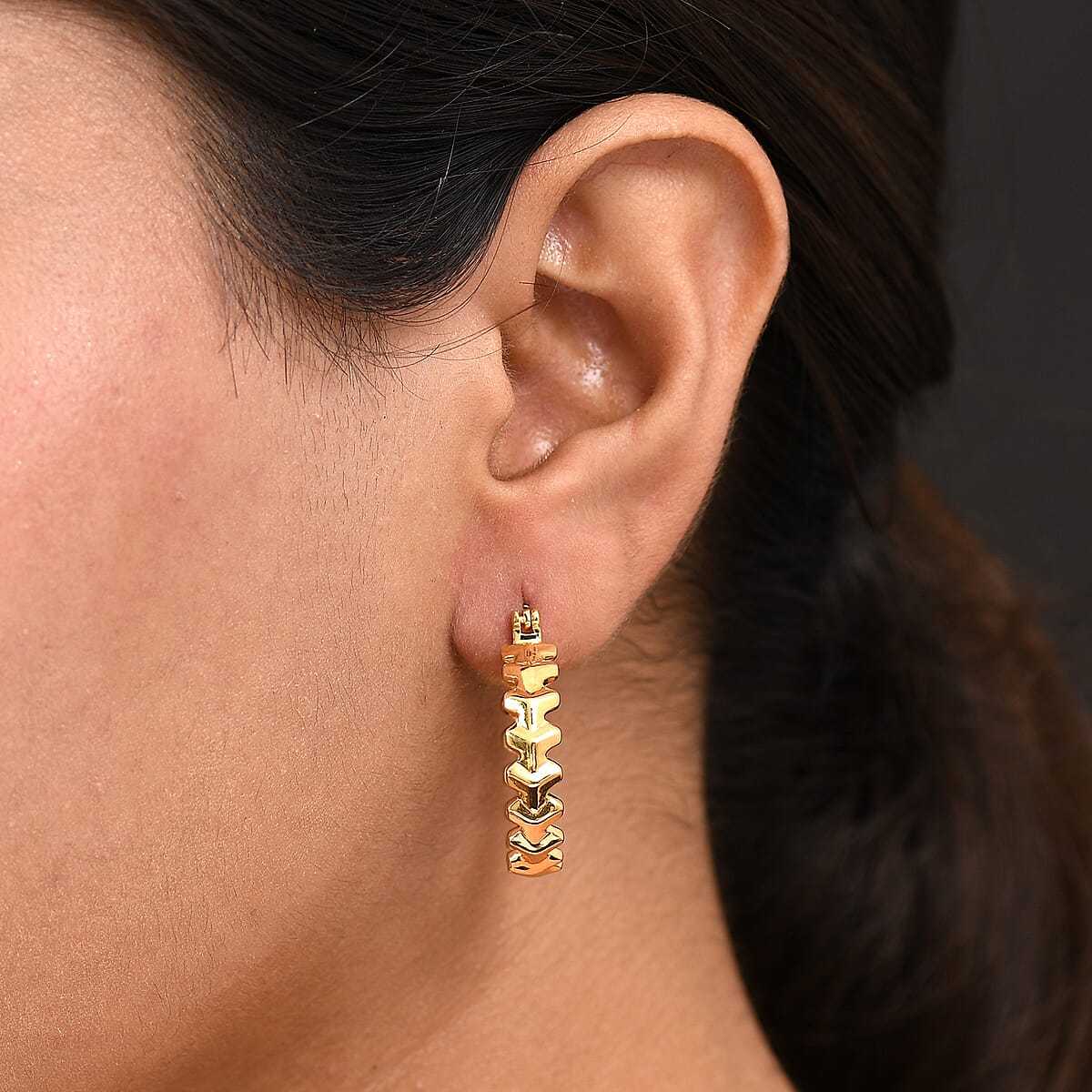 EverTrue Bronzella Collection Arrow of Amour Hoop Earrings in 18K YG Plated Bronze image number 2