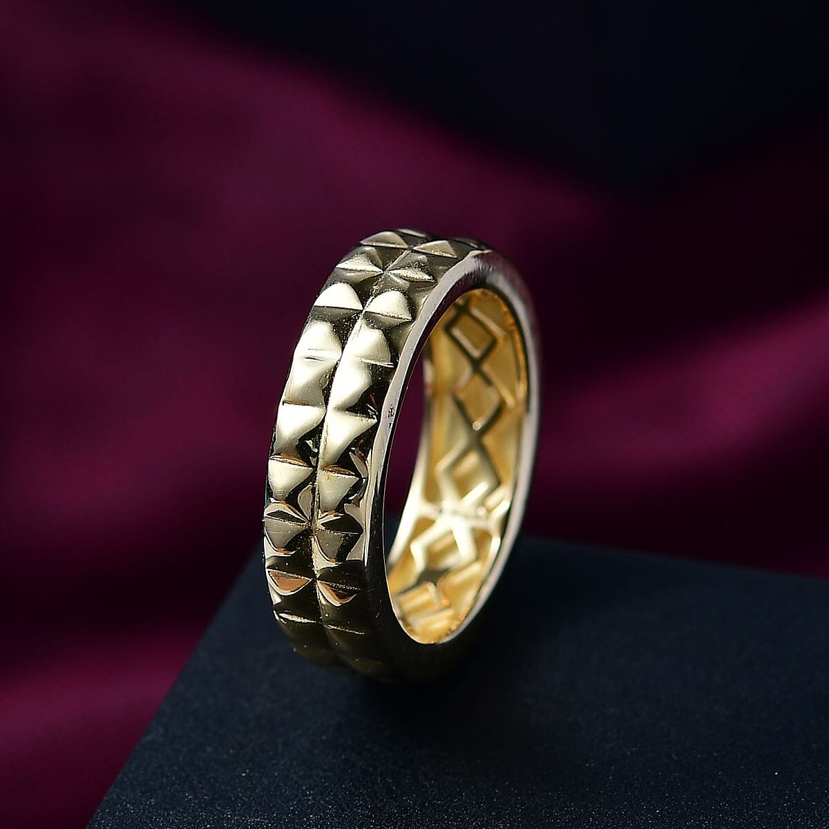 EverTrue Bronzella Collection Pyramid Pulse Band Ring in 18K YG Plated Bronze (Size 10.0) image number 1