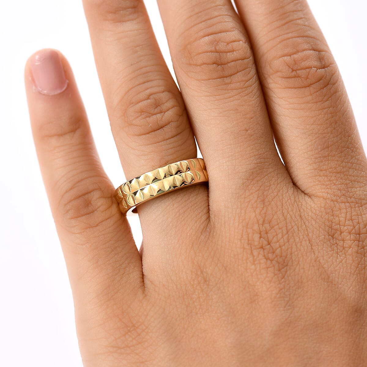 EverTrue Bronzella Collection Pyramid Pulse Band Ring in 18K YG Plated Bronze (Size 10.0) image number 2