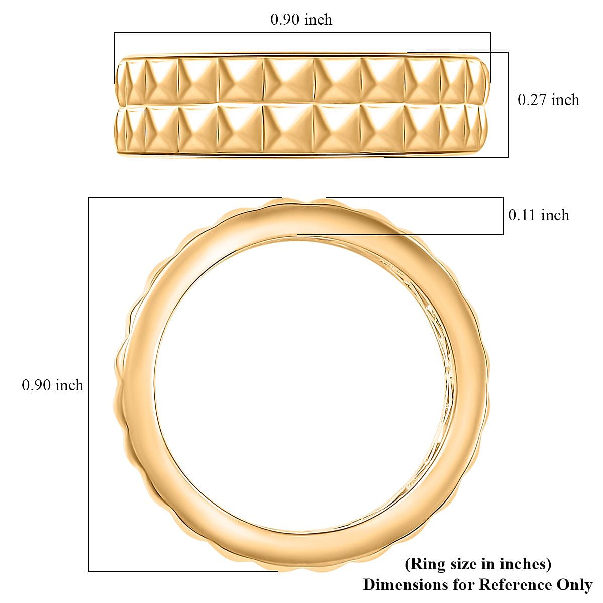 EverTrue Bronzella Collection Pyramid Pulse Band Ring in 18K YG Plated Bronze (Size 10.0) image number 5