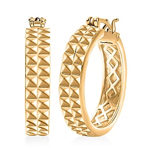 EverTrue Bronzella Collection Pyramid Pulse Hoop Earrings in 18K YG Plated Bronze