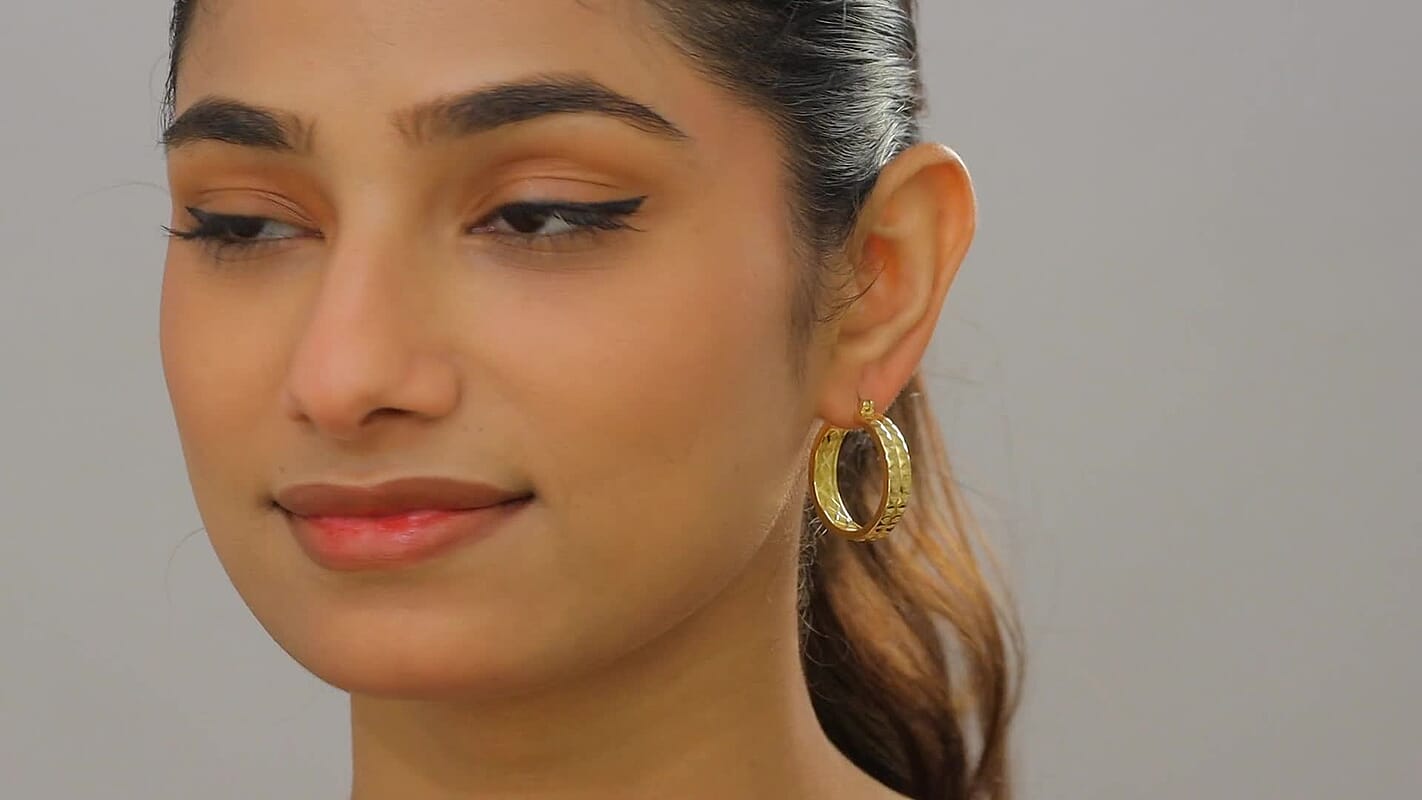 EverTrue Bronzella Collection Pyramid Pulse Hoop Earrings in 18K YG Plated Bronze