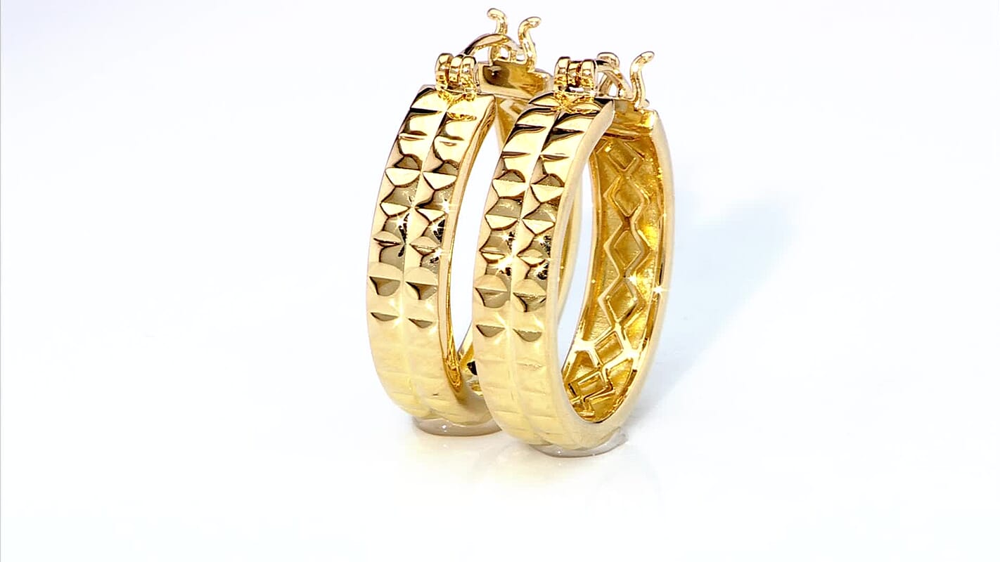 EverTrue Bronzella Collection Pyramid Pulse Hoop Earrings in 18K YG Plated Bronze