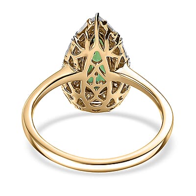 Certified & Appraised AAA Santa Rosa Tourmaline and Luxuriant Lab Grown Diamond G-H SI 1.51 ctw Ring in 10K Yellow Gold (Size 7.0)