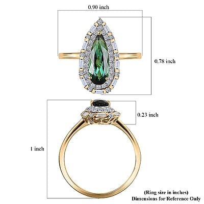 Certified & Appraised AAA Santa Rosa Tourmaline and Luxuriant Lab Grown Diamond G-H SI 1.51 ctw Ring in 10K Yellow Gold (Size 7.0)
