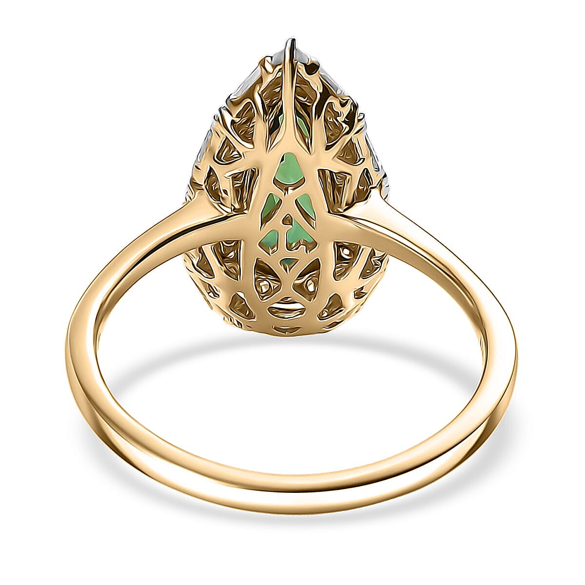 Certified & Appraised AAA Santa Rosa Tourmaline and Luxuriant Lab Grown Diamond G-H SI 1.51 ctw Ring in 10K Yellow Gold (Size 7.5)