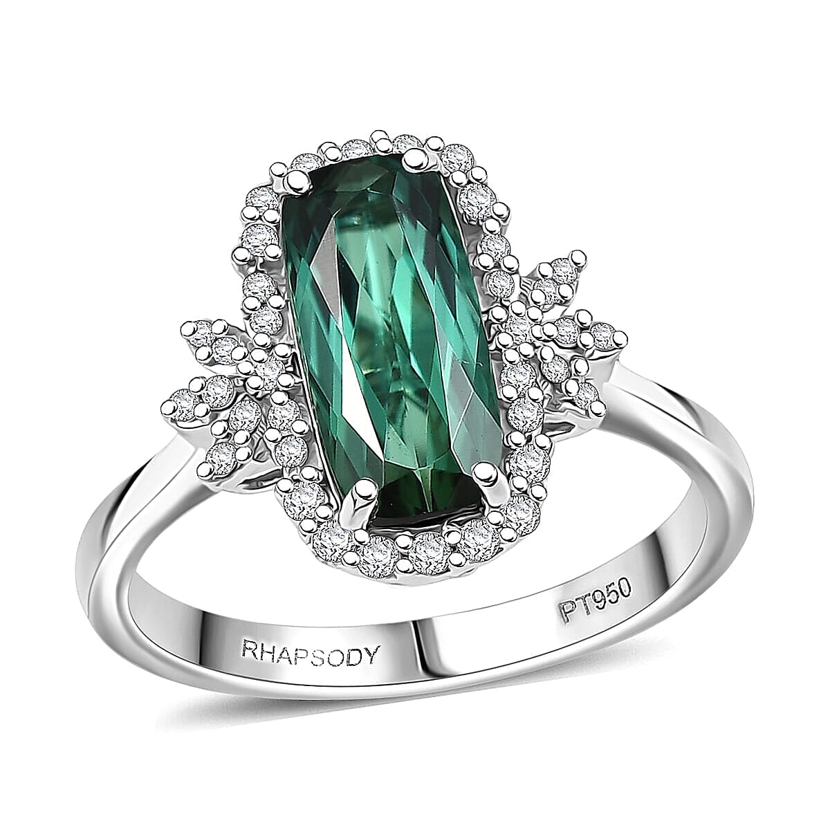 Certified & Appraised Rhapsody AAAA Santa Rosa Tourmaline and E-F VS Diamond 2.62 ctw Ring in 950 Platinum (Size 10.0) 5.71 Grams image number 0