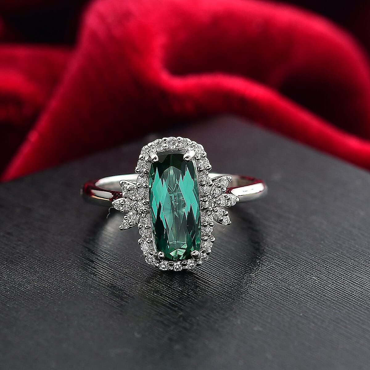 Certified & Appraised Rhapsody AAAA Santa Rosa Tourmaline and E-F VS Diamond 2.62 ctw Ring in 950 Platinum (Size 10.0) 5.71 Grams image number 1