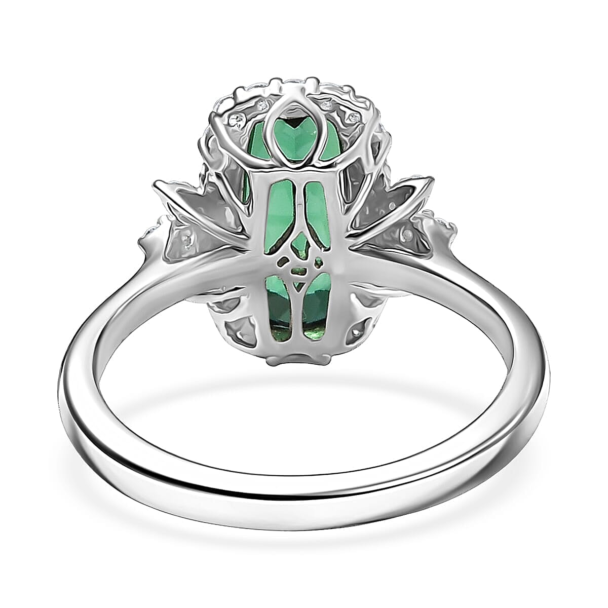 Certified and Appraised Rhapsody AAAA Santa Rosa Tourmaline, Diamond Ring in 950 Platinum 2.62 ctw (Size 6.5) image number 4