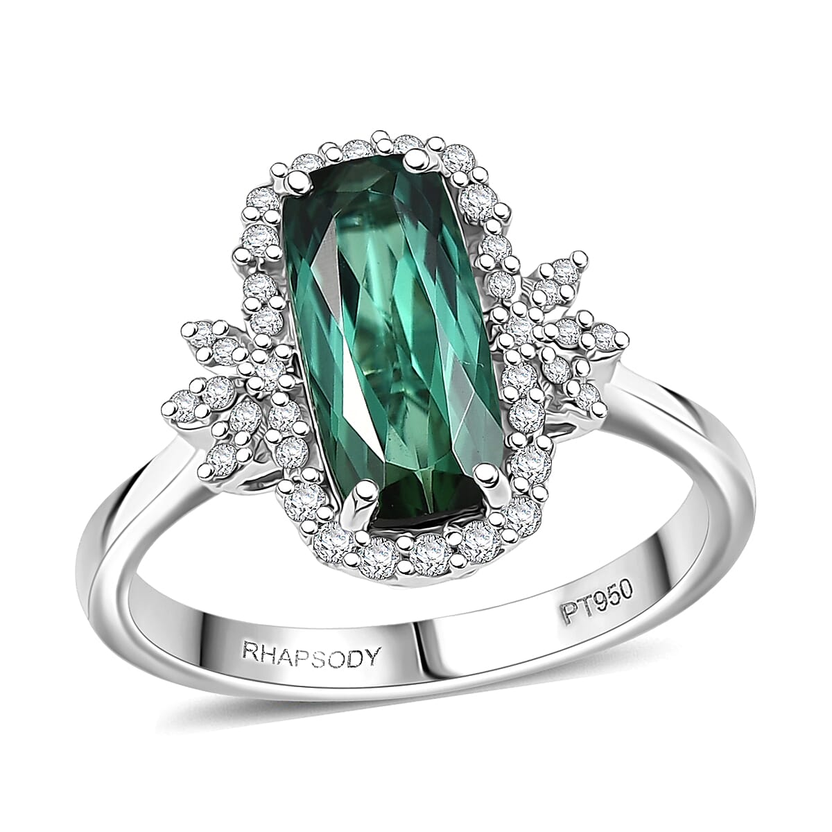 Certified & Appraised Rhapsody AAAA Santa Rosa Tourmaline and E-F VS Diamond 2.62 ctw Ring in 950 Platinum (Size 7.0) 5.71 Grams image number 0