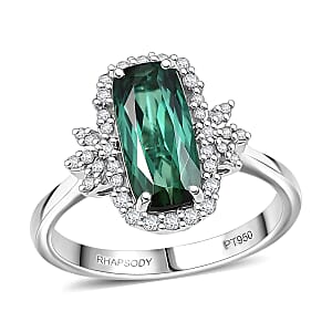 Certified & Appraised Rhapsody AAAA Santa Rosa Tourmaline and E-F VS Diamond 2.62 ctw Ring in 950 Platinum (Size 7.0) 5.71 Grams