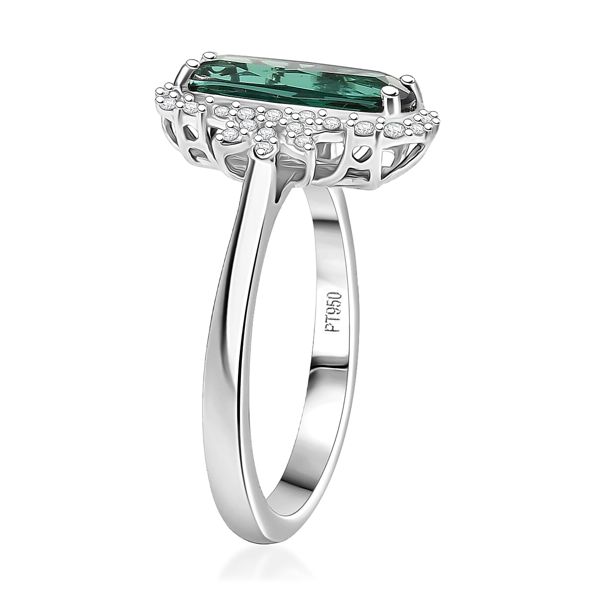 Certified & Appraised Rhapsody AAAA Santa Rosa Tourmaline and E-F VS Diamond 2.62 ctw Ring in 950 Platinum (Size 7.0) 5.71 Grams image number 3