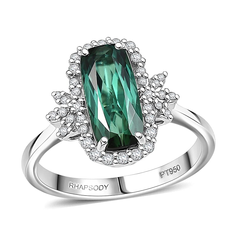 Certified and Appraised Rhapsody AAAA Santa Rosa Tourmaline, Diamond Ring in 950 Platinum 2.62 ctw (Size 8.0)