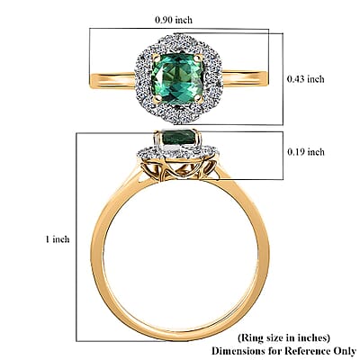 Certified & Appraised AAA Santa Rosa Tourmaline and Luxuriant Lab Grown Diamond G-H SI 1.00 ctw Ring in 10K Yellow Gold (Size 10.5)