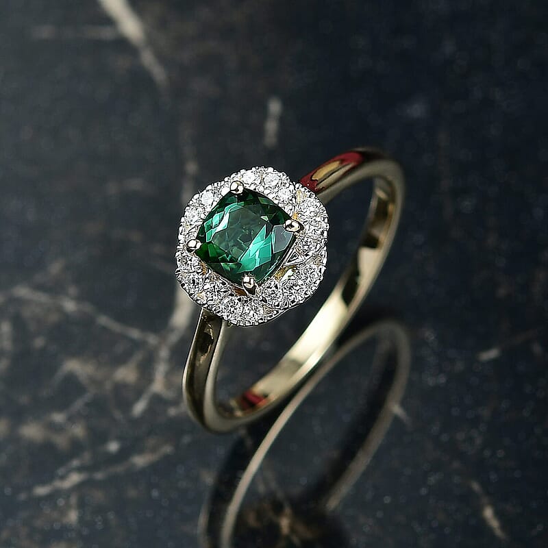 Certified & Appraised AAA Santa Rosa Tourmaline and Luxuriant Lab Grown Diamond G-H SI 1.00 ctw Ring in 10K Yellow Gold (Size 8.0)