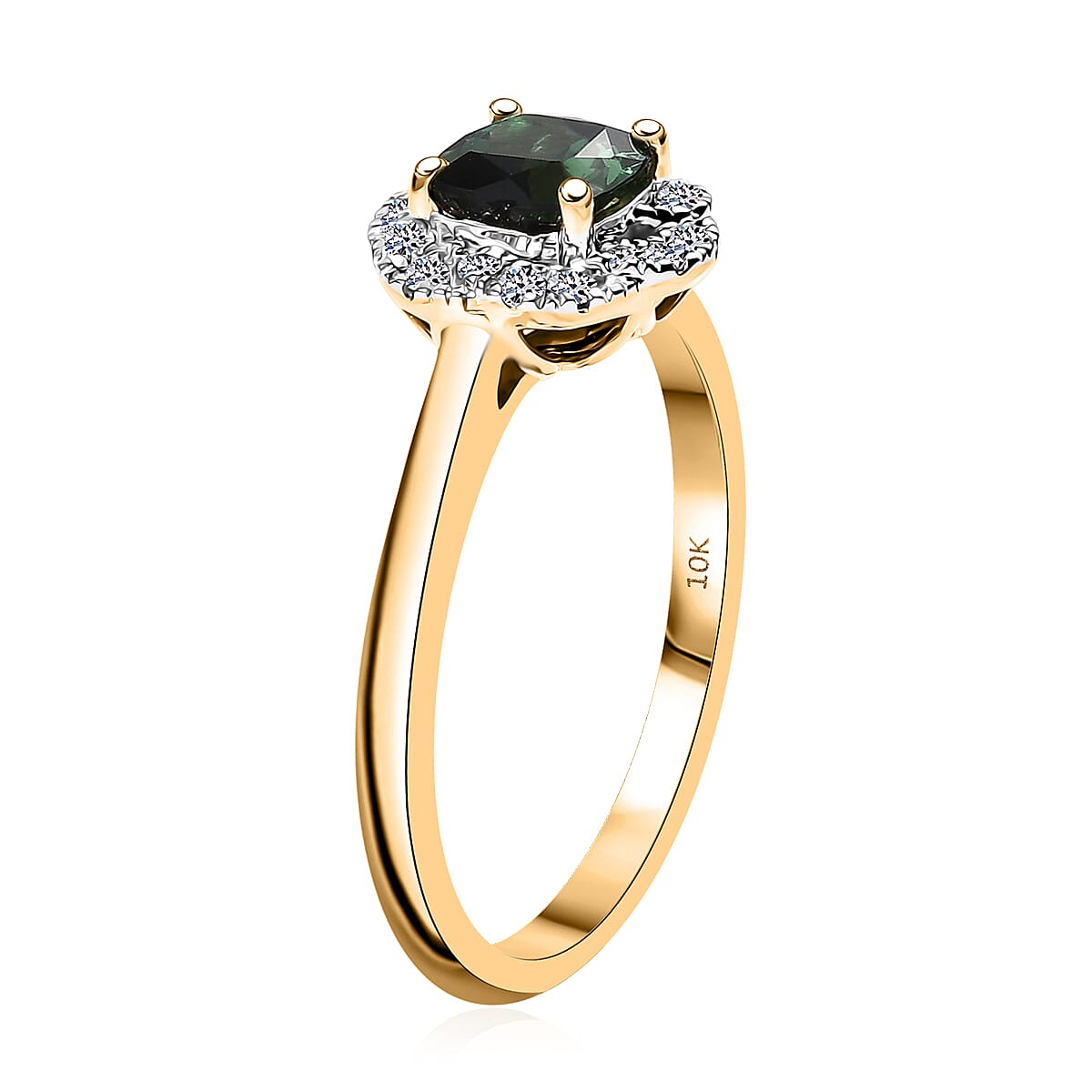Certified & Appraised AAA Santa Rosa Tourmaline and Luxuriant Lab Grown Diamond G-H SI 1.00 ctw Ring in 10K Yellow Gold (Size 8.0) image number 3