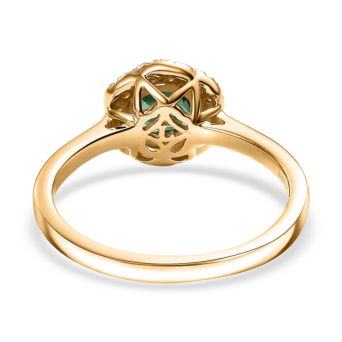 Certified & Appraised AAA Santa Rosa Tourmaline and Luxuriant Lab Grown Diamond G-H SI 1.00 ctw Ring in 10K Yellow Gold (Size 8.0) image number 4