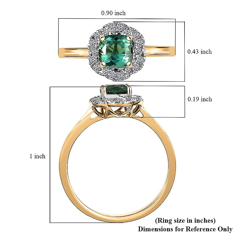 Certified & Appraised AAA Santa Rosa Tourmaline and Luxuriant Lab Grown Diamond G-H SI 1.00 ctw Ring in 10K Yellow Gold (Size 8.0)