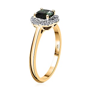 Certified & Appraised AAA Santa Rosa Tourmaline and Luxuriant Lab Grown Diamond G-H SI 1.00 ctw Ring in 10K Yellow Gold (Size 9.0)