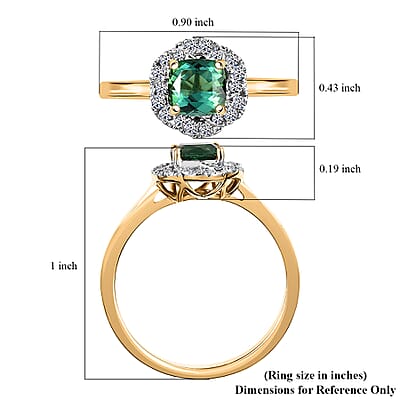 Certified & Appraised AAA Santa Rosa Tourmaline and Luxuriant Lab Grown Diamond G-H SI 1.00 ctw Ring in 10K Yellow Gold (Size 9.0)
