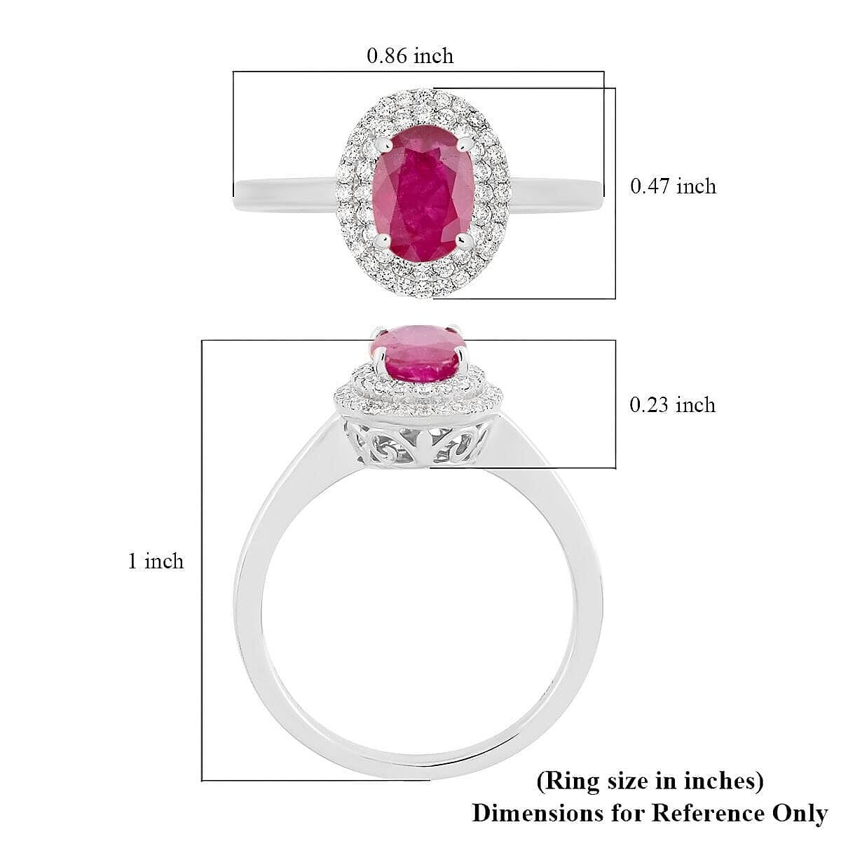 Iliana AAAA Ruby, Diamond Double Halo Ring in 18K White Gold 1.10 ctw (Size 8.5) image number 5