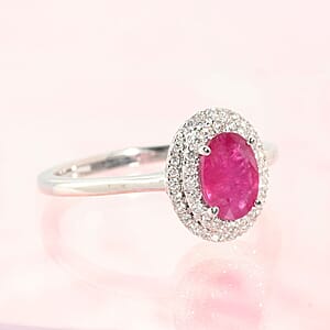 Certified & Appraised Iliana AAAA Ruby, Diamond Double Halo Ring in 18K White Gold 1.10 ctw (Size 10.5)