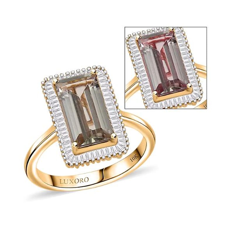 Luxoro AAA Turkizite and I1 Diamond 3.50 ctw Twilight Flare Ring in 10K Yellow Gold (Size 5.0)