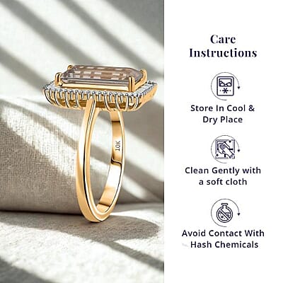 Luxoro AAA Turkizite and I1 Diamond 3.50 ctw Twilight Flare Ring in 10K Yellow Gold (Size 5.0)