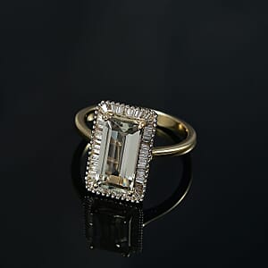 Luxoro AAA Turkizite and I1 Diamond 3.50 ctw Twilight Flare Ring in 10K Yellow Gold (Size 7.5) 