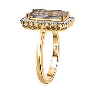 Luxoro AAA Turkizite and I1 Diamond 3.50 ctw Twilight Flare Ring in 10K Yellow Gold (Size 8.5) 