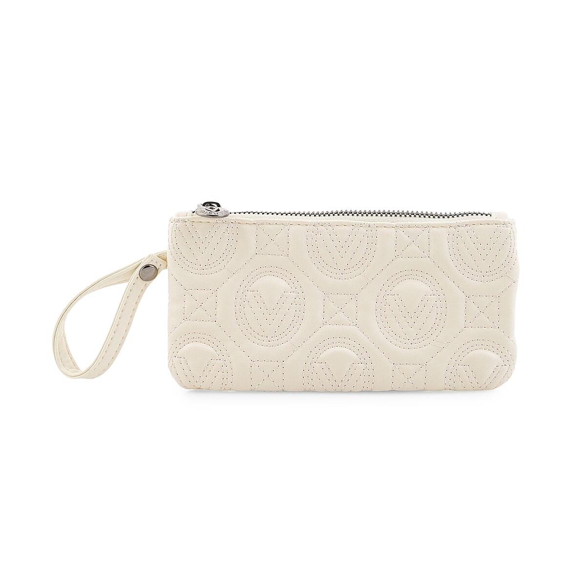Closeout Valentino Orlandi White Vegan Leather Quilted Tote with Removable Shoulder Strap image number 5