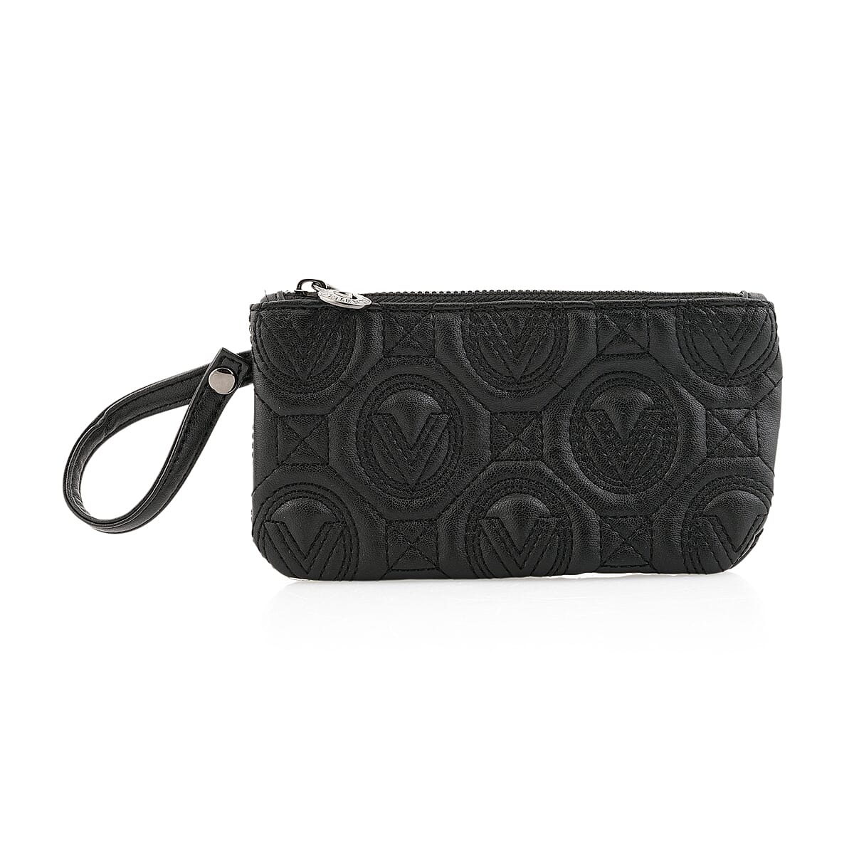 Closeout Valentino Orlandi Black Vegan Leather Quilted Tote with Removable Shoulder Strap image number 5